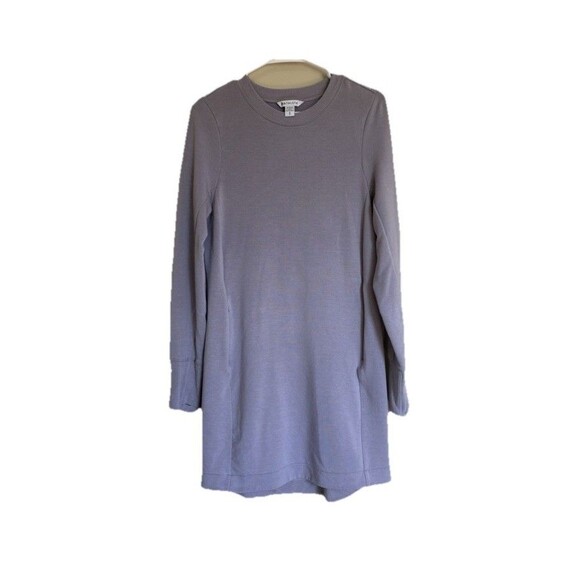 Athleta Dresses & Skirts - Athleta Balance Dress Purple Long Sleeve Small Lightweight Sweater Zip Pockets
